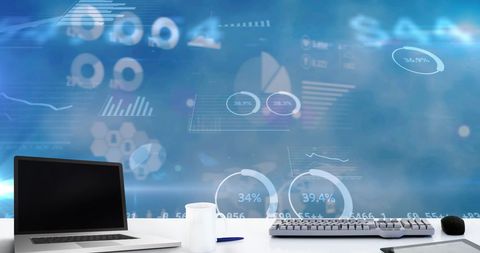 Technology Concept: Laptop with Digital Data Visualization - Download Free Stock Images Pikwizard.com