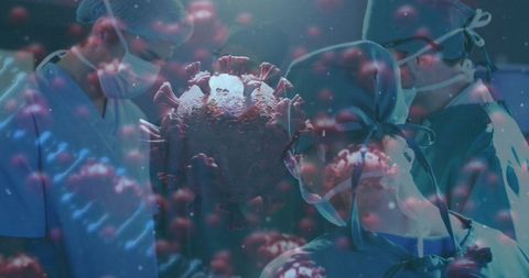 Surgeons Operating with Coronavirus Model Overlay