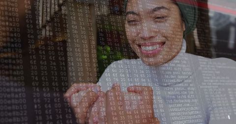 Digital Communication Binary Overlay Coffee Shop Interaction