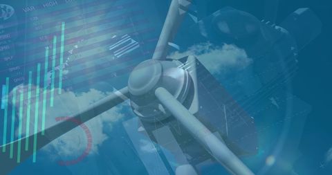 Digital Interface Overlaid on Wind Turbine with Graphs and Charts - Download Free Stock Images Pikwizard.com