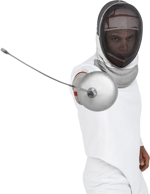 Transparent Image of Male Fencer Reaching Out with Foil, Focus and Determination - Download Free Stock Videos Pikwizard.com