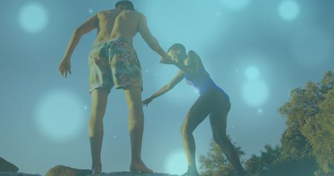 Glow in nature: couple relaxing outdoors together