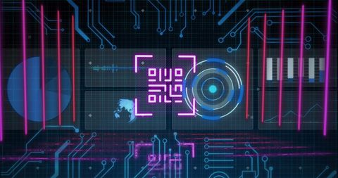 Futuristic QR Code with Data Analytics Interface - Download Free Stock Images Pikwizard.com