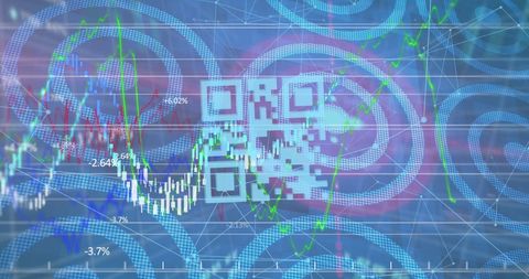 Digital Interface with QR Code and Financial Graphs - Download Free Stock Images Pikwizard.com