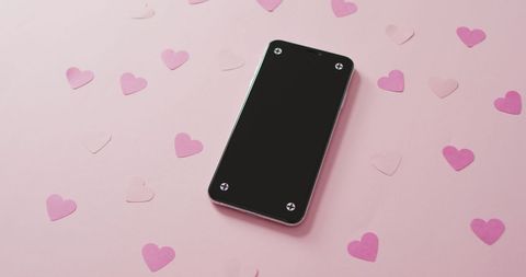 Smartphone with Pink Paper Hearts Valentine's Love Concept - Download Free Stock Images Pikwizard.com