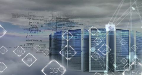 Futuristic 6g network with data servers and digital cloud technology