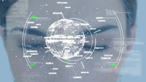 Digital Connections Networking over Woman's Face