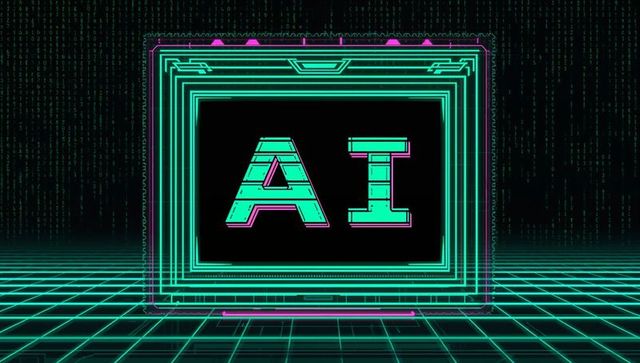 Neon AI Display Framing Holographic Grid Glowing Cyber Futuristic Interface
