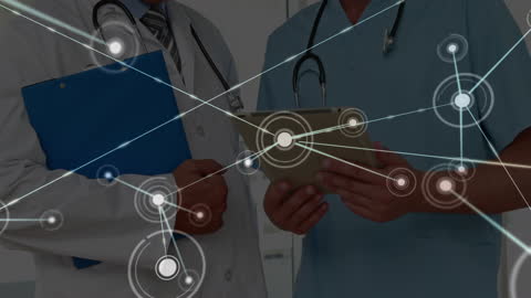 Medical Professionals Analyzing Network Connections with Technology