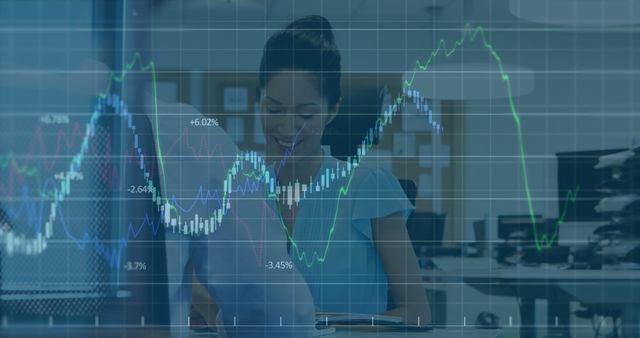 Businesswoman Analyzing Financial Graph at Office Background - Download Free Stock Images Pikwizard.com