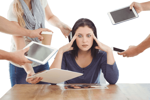 overwhelmed woman surrounded by digital distractions transparent - Download Free Stock Videos Pikwizard.com