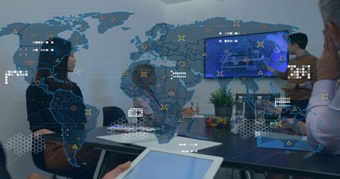 Global Business Team Analyzing Financial Data
