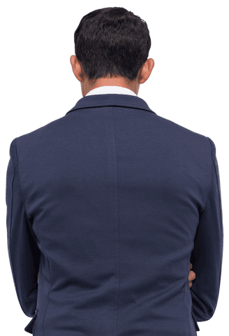 Transparent Backview of Asian Businessman with Arms Crossed