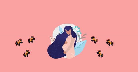 Illustration of Pregnant Woman Surrounded by Butterflies - Download Free Stock Images Pikwizard.com
