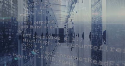 Data Processing Overlay on Server Room Infographics - Download Free Stock Images Pikwizard.com