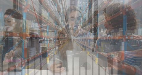Financial Data Overlapping with Business.People in Warehouse Environment - Download Free Stock Images Pikwizard.com