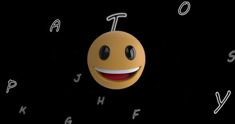 Smiley Emoji Esosphere Amid Floating Letters - Download Free Stock Images Pikwizard.com