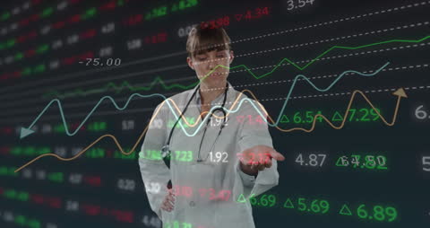 Doctor Analyzing Digital Stock Data and Trends