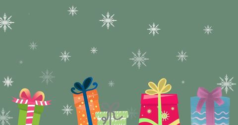 Festive Holiday Scene with Snowflakes and Gift Boxes