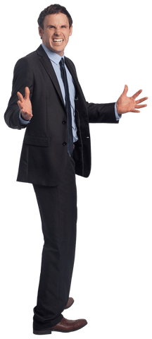 Joyful Caucasian Businessman Raising Arms on Transparent Background - Download Free Stock Videos Pikwizard.com
