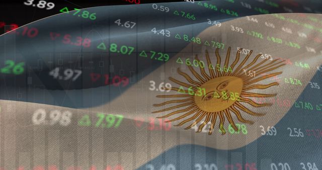 Argentina Flag Superimposed with Stock Market Data Visualization - Download Free Stock Images Pikwizard.com