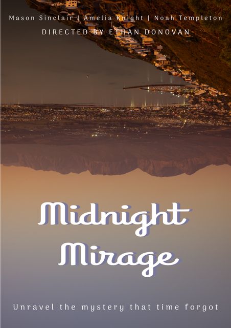 Midnight Mirage Movie Poster with Upside-Down Seaside Cityscape - Download Free Stock Videos Pikwizard.com