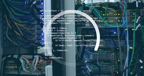 Digital Data Processing in a Server Room with Loading Ring Overlay - Download Free Stock Images Pikwizard.com