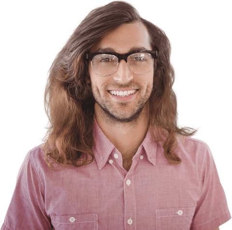 Smiling Hipster Professional Stylish Glasses Pink Shirt Transparent Background