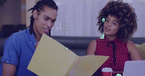 Collaborative document review with augmented reality overlays in casual coworking lounge