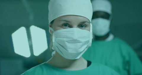 Focused Surgeon Wearing Mask in Hospital Surgery Room
