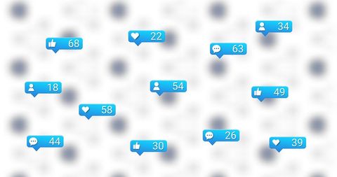 Social media reactions on abstract white background