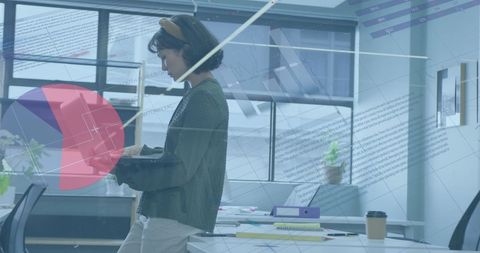 Data Analytics with Dedicated Businesswoman in Modern Office