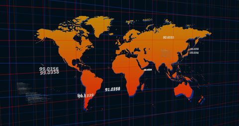 Global Data Processing with Digital World Map Interface - Download Free Stock Images Pikwizard.com