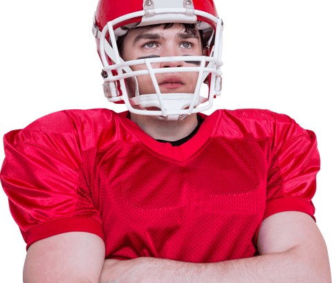 Confident american football player with transparent background