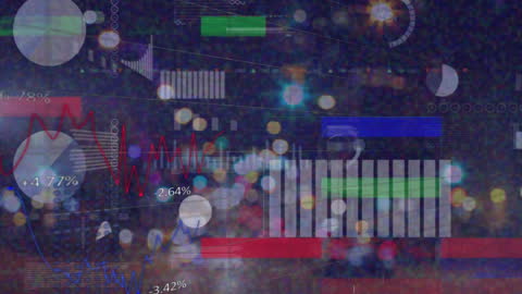 Abstract Data Analytics Over City Lights Background