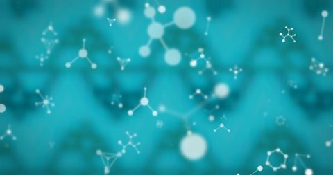 Abstract molecule structure on blue background