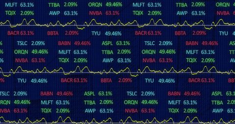 Digital Financial Data Streams Display on Blue Background