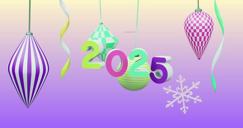 Colorful 2025 Decoration with Festive Ornaments