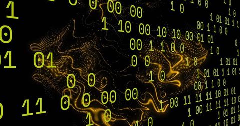 Abstract floating careenslicing ones and zero in cybernetic space