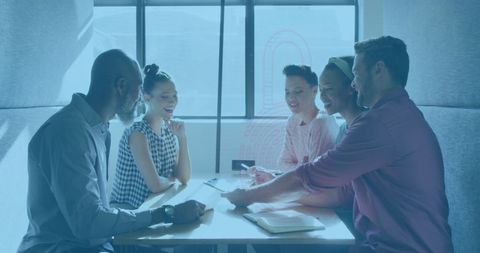 Business Meeting with Cybersecurity Concept in Office