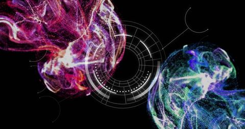 Abstract Digital Network with Vivid Energy Patterns on Black