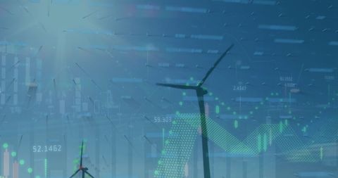 Composite of Wind Turbines and Data Visualization Illustrating Eco Technology - Download Free Stock Images Pikwizard.com