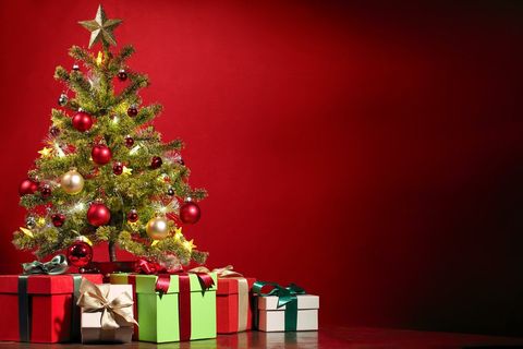 Christmas Tree and Gifts in Festive Decor Setting