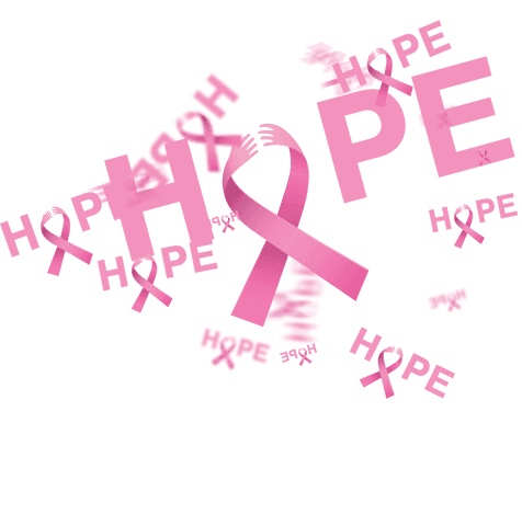Pink Hope Text and Ribbon on Transparent for Cancer Awareness