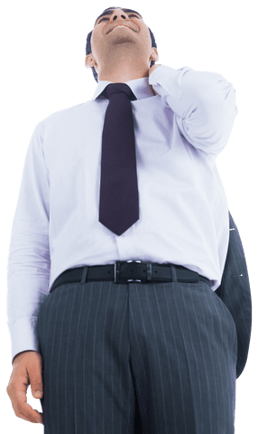 Deep Thinking Happy Biracial Businessman on Transparent Background