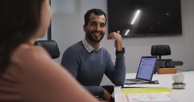 Smiling Businessman Discussing Project in Modern Office - Download Free Stock Images Pikwizard.com