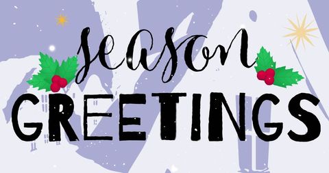 Seasons Greetings Over Winter Wonderland with Holly Accents - Download Free Stock Images Pikwizard.com