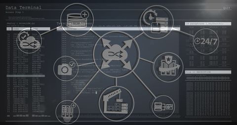 Digital Network Connectivity with Data Processing Icons - Download Free Stock Images Pikwizard.com