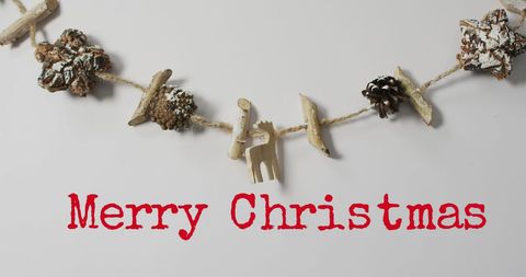 rustic merry christmas garland with pinecones and wood - Download Free Stock Images Pikwizard.com