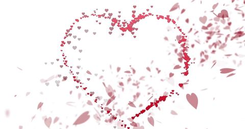Floating Heart Elements on White Background for Valentine's Day